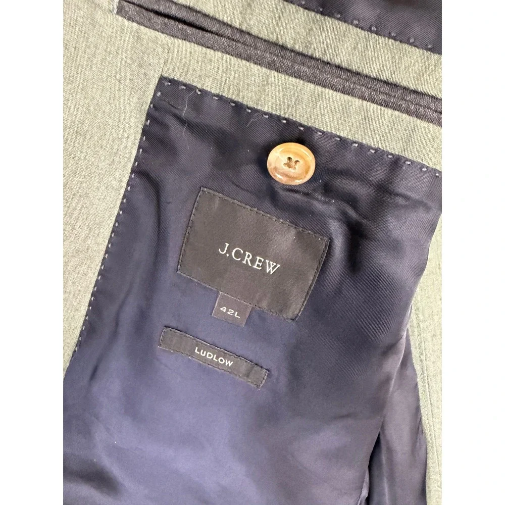 J.Crew Ludlow Slim Suit Olive Green 2 Piece Mens 42L Blazer 33x31 Pants Cotton